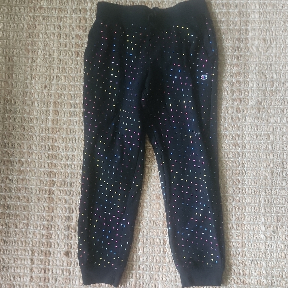 Champion Black Polka Dot Joggers Sweatpants with Relaxed Fit NWOT Sz Large